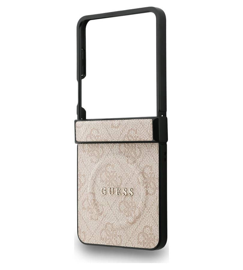 MagSafe Калъф за Samsung Z Flip 7, Guess Leather 4G Classic Case, Розов (4)