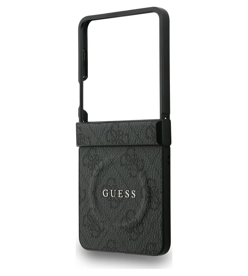 MagSafe Калъф за Samsung Z Flip 7, Guess Leather 4G Classic Case, Черен (4)