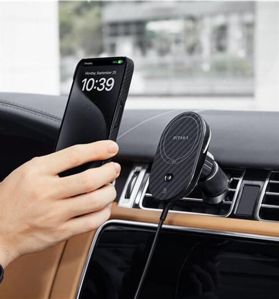 Безжично Зарядно за Кола с Magsafe, Pitaka MagEZ Car Mount Pro 2 Qi2 15W, Черен (7)