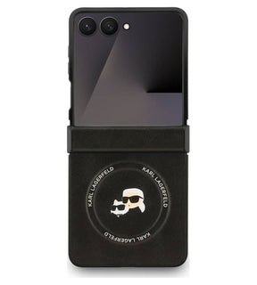 MagSafe Калъф за Samsung Z Flip 7, Karl Lagerfeld Karl&Choupette Pins Case, Черен