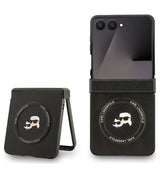 MagSafe Калъф за Samsung Z Flip 7, Karl Lagerfeld Karl&Choupette Pins Case, Черен (2)