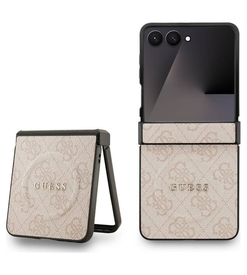 MagSafe Калъф за Samsung Z Flip 7, Guess Leather 4G Classic Case, Розов (2)