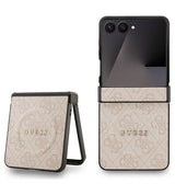 MagSafe Калъф за Samsung Z Flip 7, Guess Leather 4G Classic Case, Розов (2)