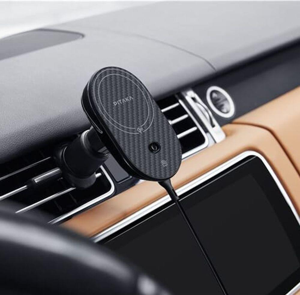 Безжично Зарядно за Кола с Magsafe, Pitaka MagEZ Car Mount Pro 2 Qi2 15W, Черен (5)