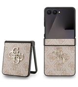 Кожен Калъф за Samsung Z Flip 7, Guess Leather 4G Metal Logo Case, Розов (2)