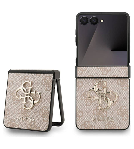 Кожен Калъф за Samsung Z Flip 7, Guess Leather 4G Metal Logo Case, Розов (2)