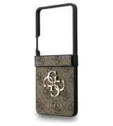 Кожен Калъф за Samsung Z Flip 7, Guess Leather 4G Metal Logo Case, Кафяв (6)