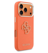 Кожен Калъф за iPhone 17 Pro, Guess PU Resin Logo Case, Оранжев (4)