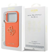 Кожен Калъф за iPhone 17 Pro, Guess PU Resin Logo Case, Оранжев (7)