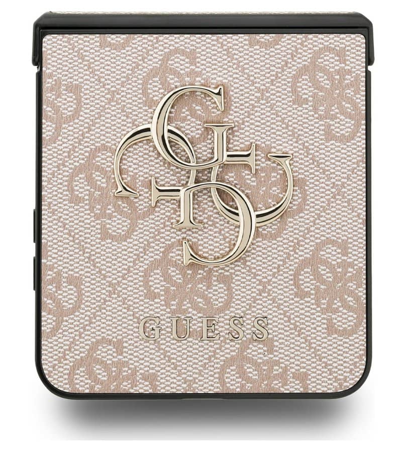 Кожен Калъф за Samsung Z Flip 7, Guess Leather 4G Metal Logo Case, Розов (5)