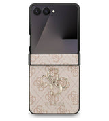 Кожен Калъф за Samsung Z Flip 7, Guess Leather 4G Metal Logo Case, Розов
