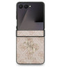 Кожен Калъф за Samsung Z Flip 7, Guess Leather 4G Metal Logo Case, Розов