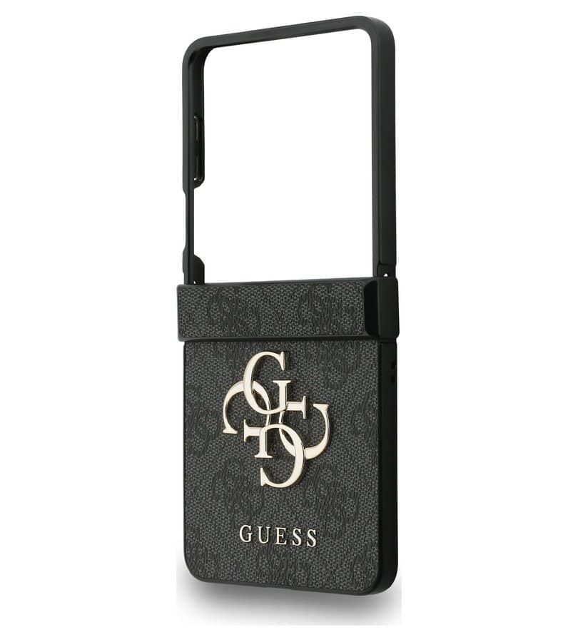 Кожен Калъф за Samsung Z Flip 7, Guess Leather 4G Metal Logo Case, Сив (6)