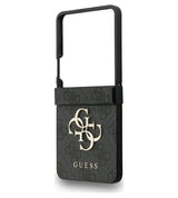 Кожен Калъф за Samsung Z Flip 7, Guess Leather 4G Metal Logo Case, Сив (6)
