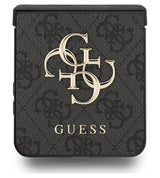 Кожен Калъф за Samsung Z Flip 7, Guess Leather 4G Metal Logo Case, Сив (5)