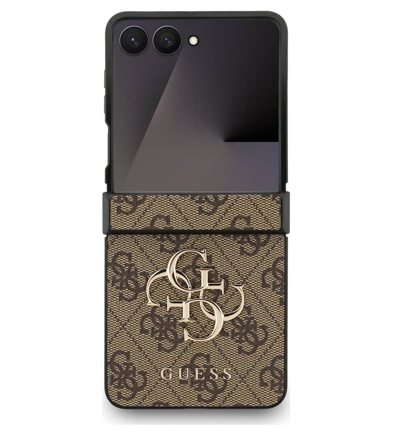 Кожен Калъф за Samsung Z Flip 7, Guess Leather 4G Metal Logo Case, Кафяв