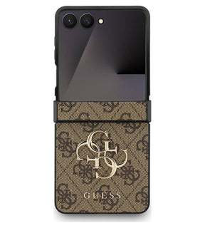 Кожен Калъф за Samsung Z Flip 7, Guess Leather 4G Metal Logo Case, Кафяв