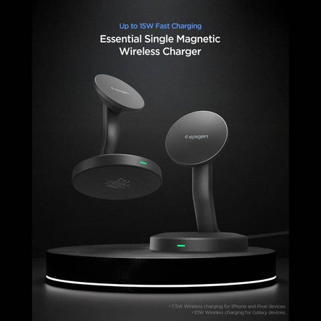 MagSafe Зарядно, Spigen EF151MS Essential Mag Fit Charger 15W, Черен (3)