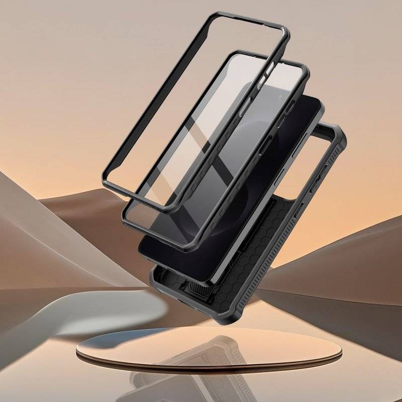 Противоударен Калъф 360 за Samsung S26, Tech-Protect Kevlar Cam+ 2-Set Case, Черен (5)