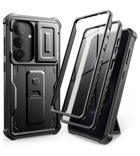 Противоударен Калъф 360 за Samsung S26, Tech-Protect Kevlar Cam+ 2-Set Case, Черен (2)
