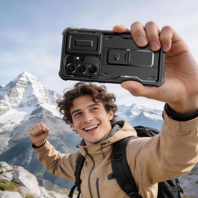 Противоударен Калъф 360 за Samsung S26 Ultra, Tech-Protect Kevlar Cam+ 2-Set Case, Черен (7)