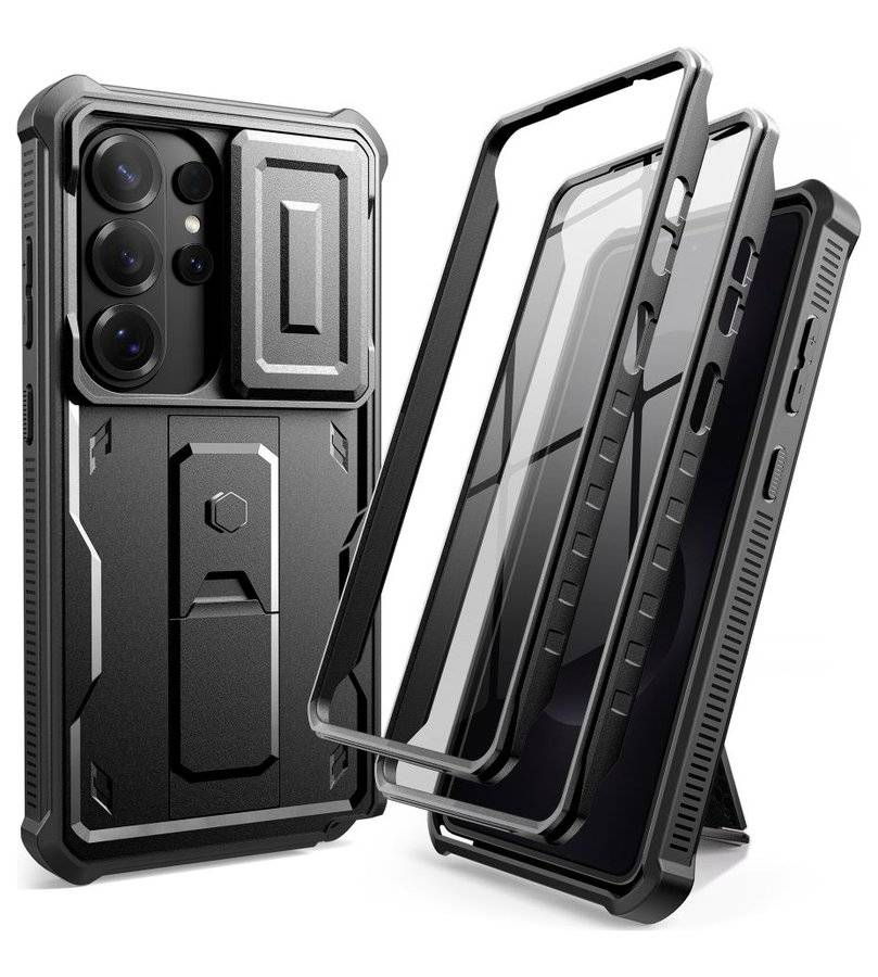 Противоударен Калъф 360 за Samsung S26 Ultra, Tech-Protect Kevlar Cam+ 2-Set Case, Черен (2)