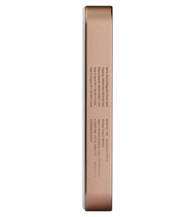 Magsafe Външна Батерия, Pitaka Aramid Magnetic 10000mAh Qi2 Golden, Златист (4)