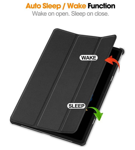 Калъф за Lenovo Idea Tab Plus 12.1 TB-361, Tri-Fold Leather Case, Черен (4)