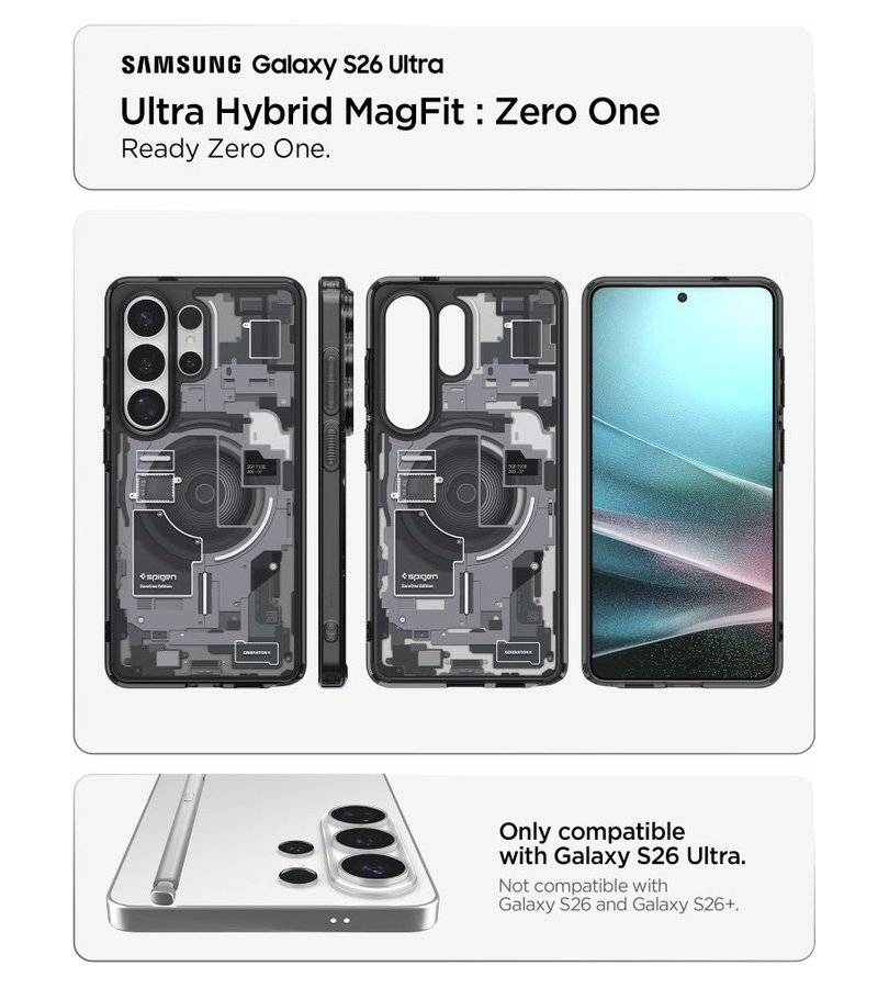Magsafe Калъф за Samsung S26 Ultra, Spigen Zero One Ultra Hybrid Case, Черен (7)