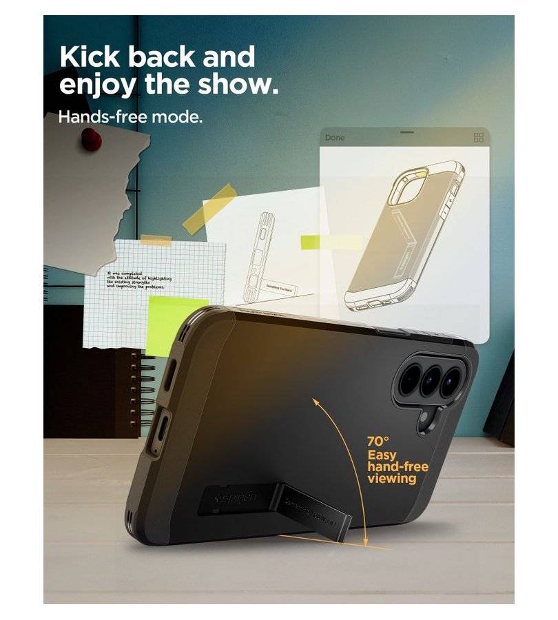 Калъф с Поставка за Samsung A37, Spigen Tough Armor Case, Черен (13)