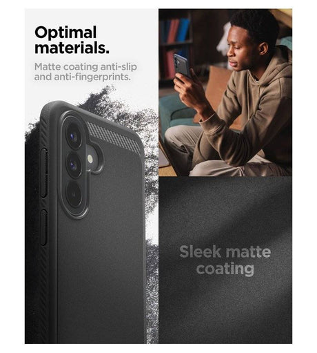 Противоударен Калъф за Samsung A57, Spigen Rugged Armor Case, Черен (13)
