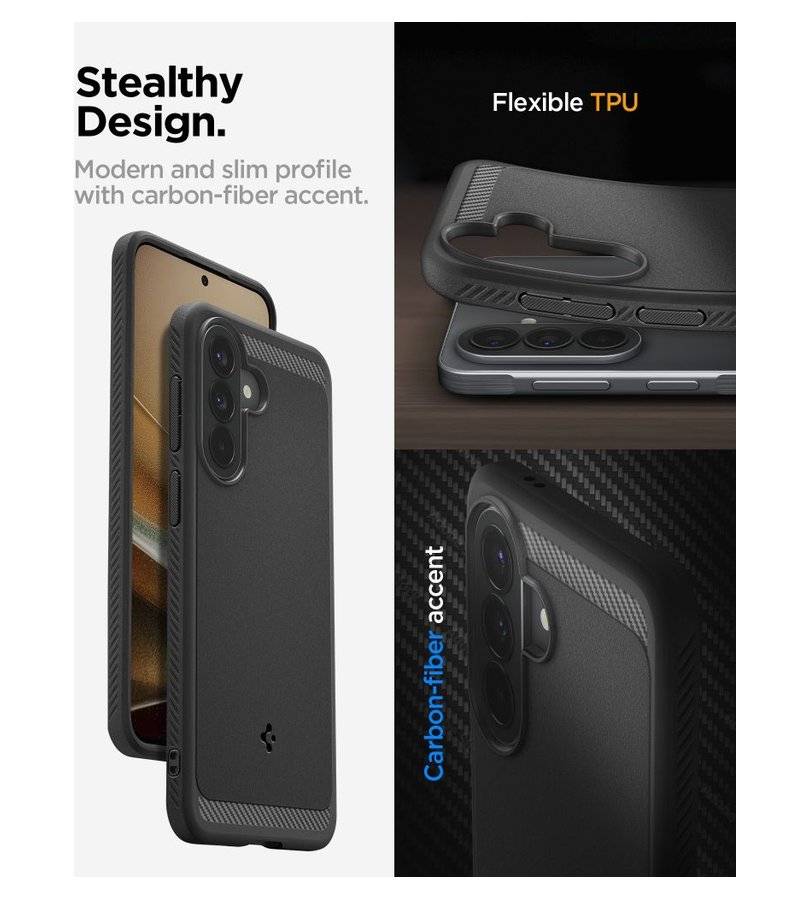 Противоударен Калъф за Samsung A57, Spigen Rugged Armor Case, Черен (15)