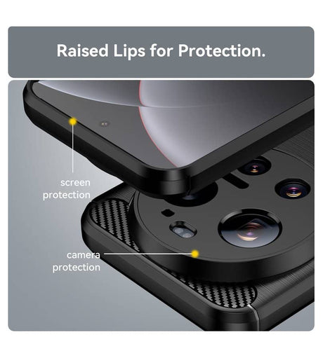 Противоударен Калъф за Xiaomi 17 Ultra, Premium Carbon Case, Черен (3)