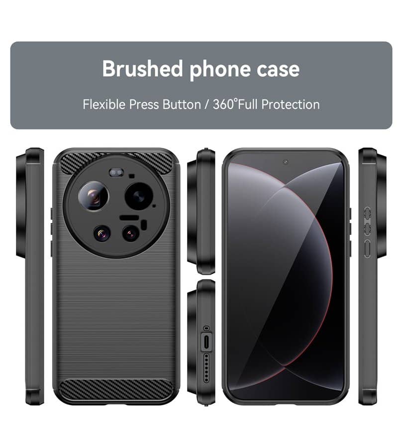 Противоударен Калъф за Xiaomi 17 Ultra, Premium Carbon Case, Черен (7)