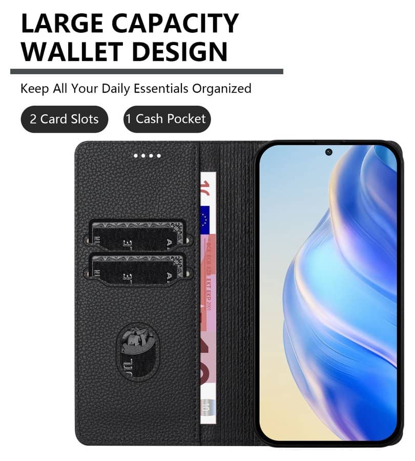 Кожен Калъф с Джобове за Xiaomi 17, Rfid Wallet Case, Черен (6)