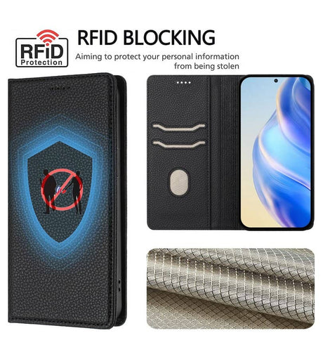 Кожен Калъф с Джобове за Xiaomi 17, Rfid Wallet Case, Черен (2)