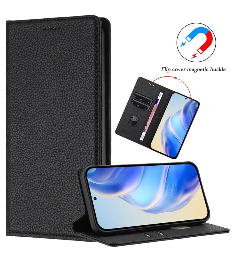 Кожен Калъф с Джобове за Xiaomi 17, Rfid Wallet Case, Черен (7)