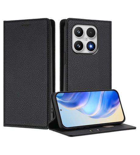 Кожен Калъф с Джобове за Xiaomi 17, Rfid Wallet Case, Черен