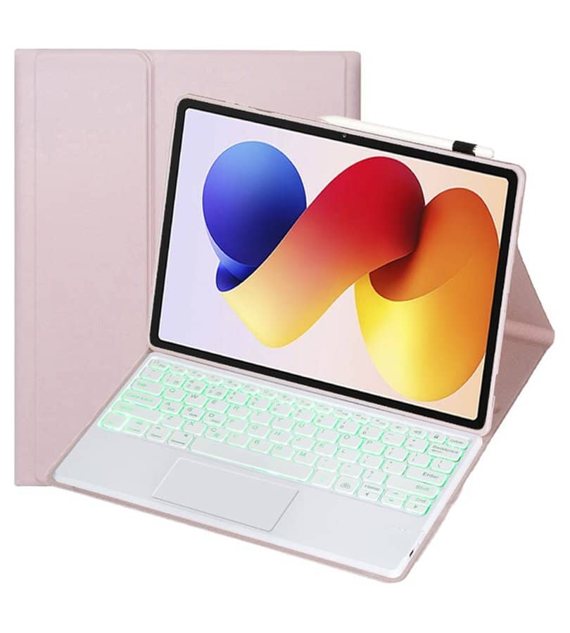 Калъф с Клавиатура за Xiaomi Redmi Pad 2 Pro 12.1", Keyboard+TouchPad Backlit Case, Розов