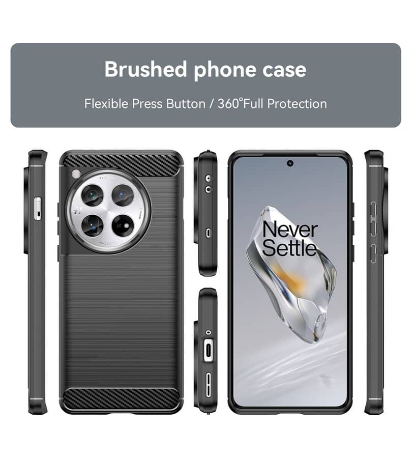 Противоударен Калъф за OnePlus 12, Premium Carbon Case, Черен (3)