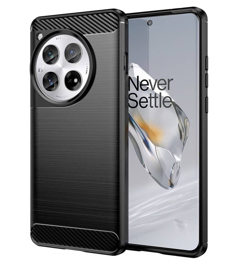 Противоударен Калъф за OnePlus 12, Premium Carbon Case, Черен