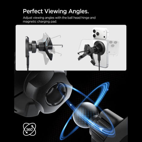 MagSafe Зарядно за Кола, Spigen EV15MAQ Wireless Car Charger Essential 15w, Черен (8)