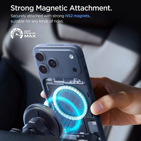 MagSafe Зарядно за Кола, Spigen EV15MAQ Wireless Car Charger Essential 15w, Черен (6)