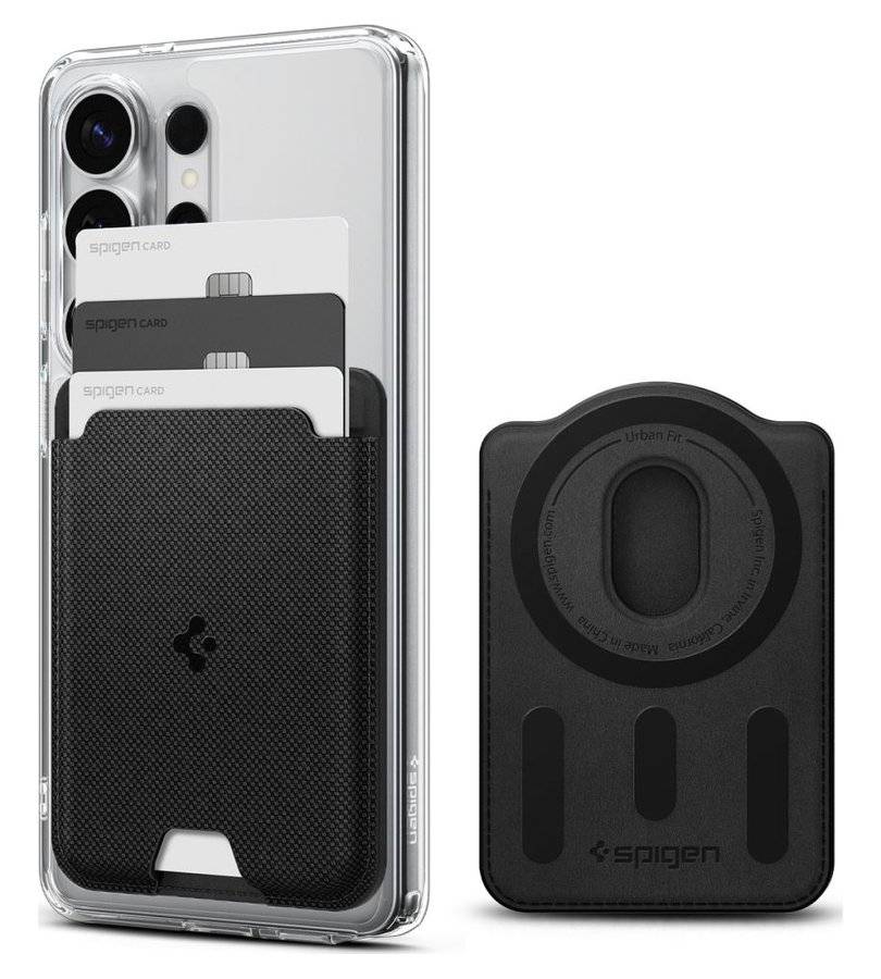Magsafe Калъф за Карти за Samsung S, Spigen Urban Fit Mag Wallet Card Case, Черен