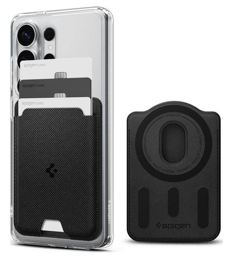 Magsafe Калъф за Карти за Samsung S, Spigen Urban Fit Mag Wallet Card Case, Черен