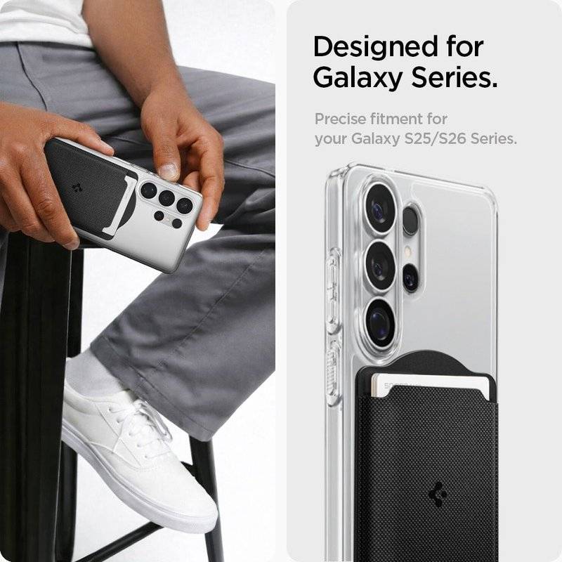 Magsafe Калъф за Карти за Samsung S, Spigen Urban Fit Mag Wallet Card Case, Черен (6)