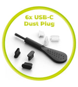 Защитен Комплект за USB-C порт, Plug & Cleaning Brush CL1, Черен-Прозрачен (6)