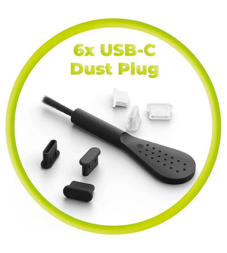 Защитен Комплект за USB-C порт, Plug & Cleaning Brush CL1, Черен-Прозрачен (6)