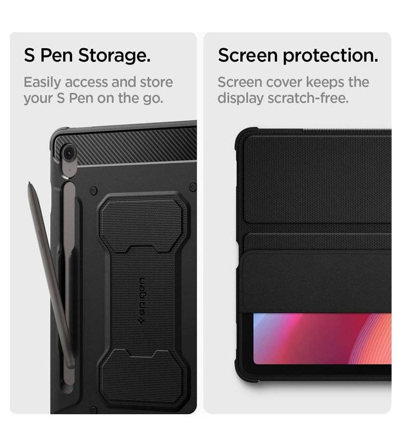 Противоударен Калъф за Samsung Tab S10 FE 10.9", Spigen Rugged Armor Pro Case, Черен (10)