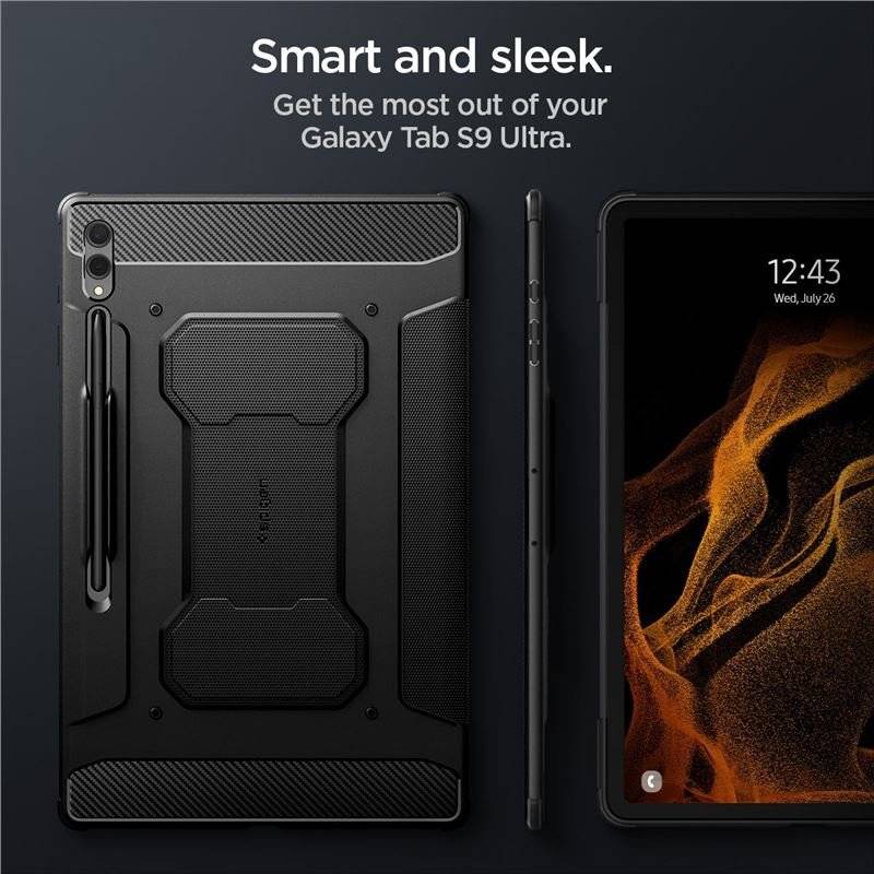 Противоударен Калъф за Samsung Tab S10 Ultra/ S9 Ultra 14.6", Spigen Rugged Armor Pro Case, Черен (11)